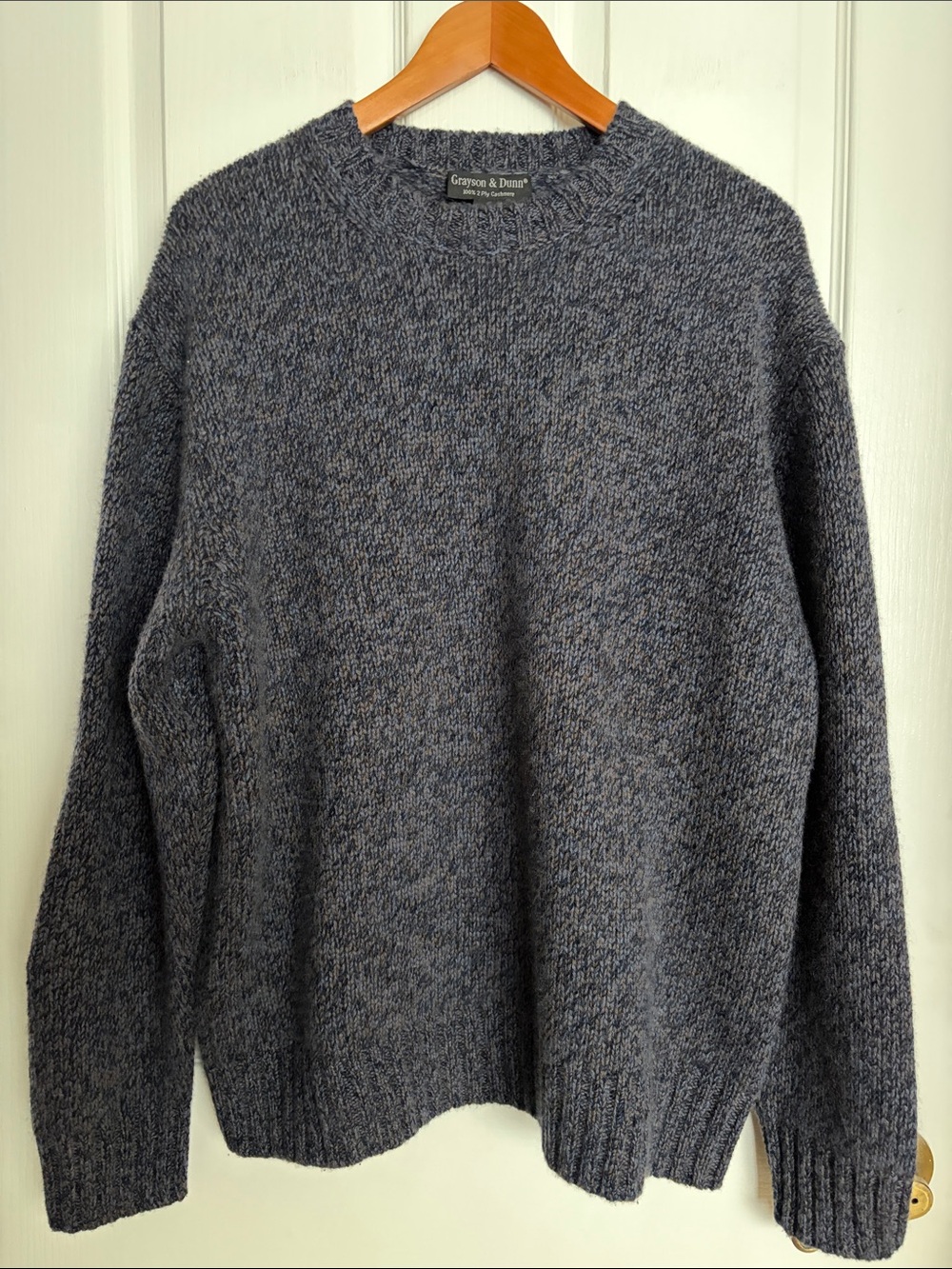 Grayson & Dunn Heathered Navy Crewneck Cashmere Sweater